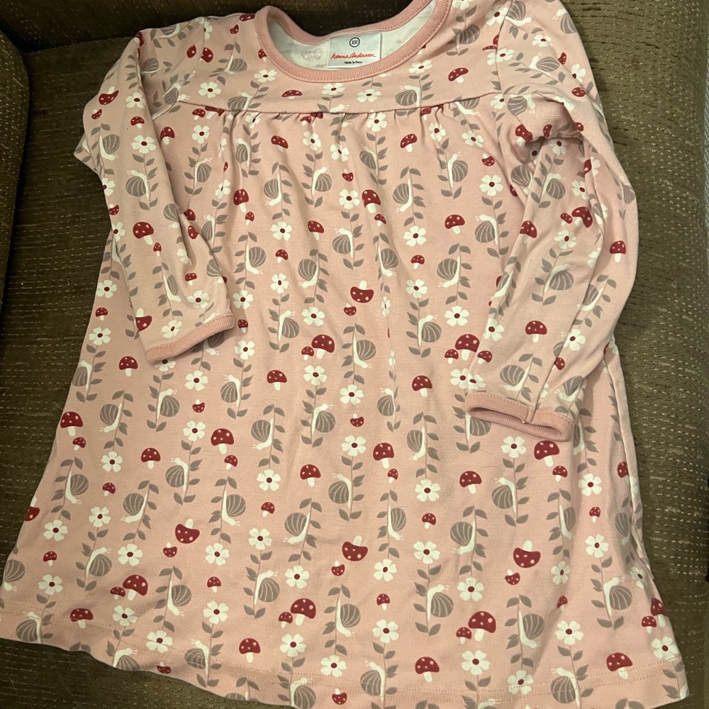 Hanna Andersson Pink Mushroom Floral Printed Dress sz 4